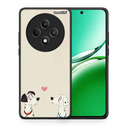 Θήκη Oppo Reno12 F 5G / FS 5G Dalmatians Love από τη Smartfits με σχέδιο στο πίσω μέρος και μαύρο περίβλημα | Oppo Reno12 F 5G / FS 5G Dalmatians Love case with colorful back and black bezels