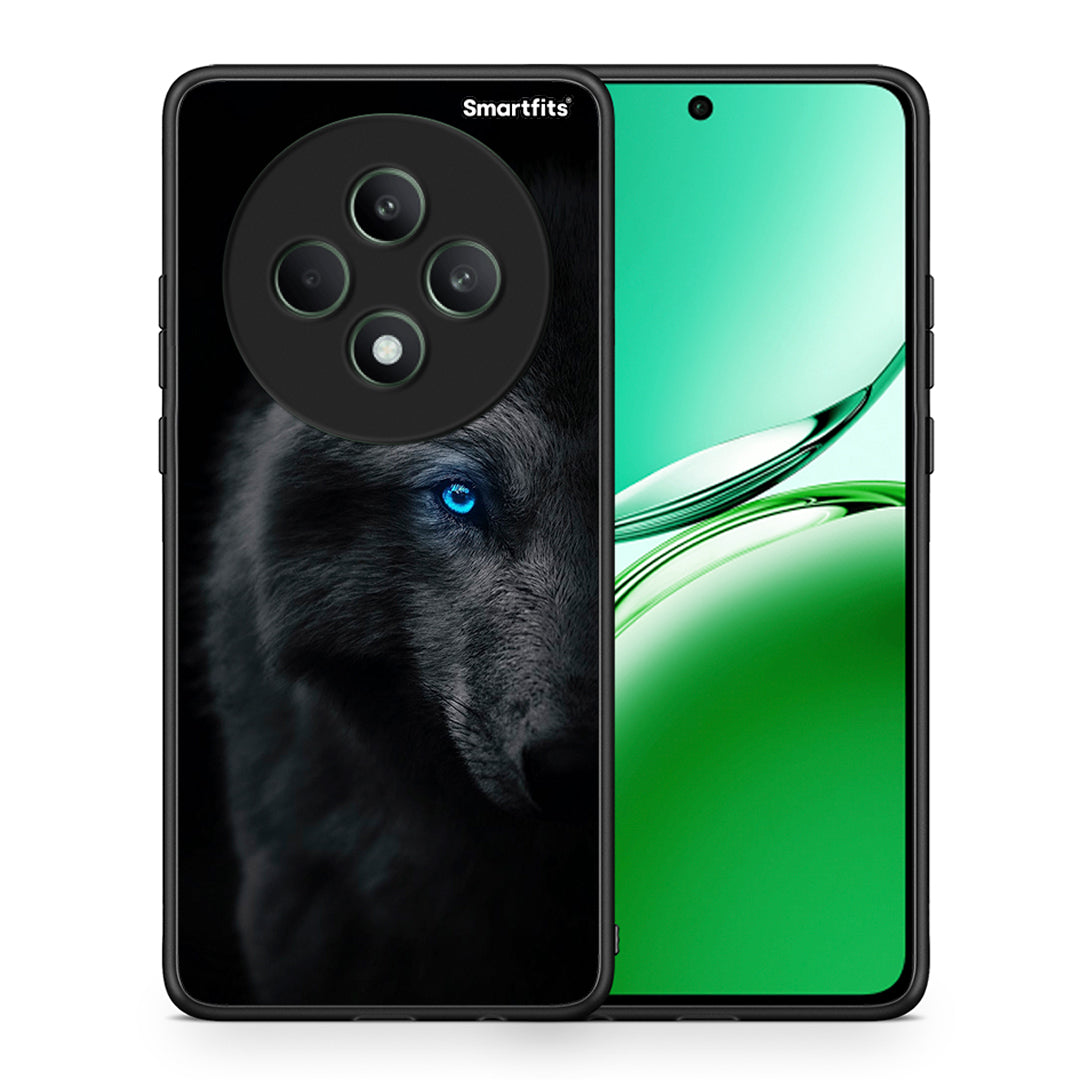 Θήκη Oppo Reno12 F 5G / FS 5G Dark Wolf από τη Smartfits με σχέδιο στο πίσω μέρος και μαύρο περίβλημα | Oppo Reno12 F 5G / FS 5G Dark Wolf case with colorful back and black bezels