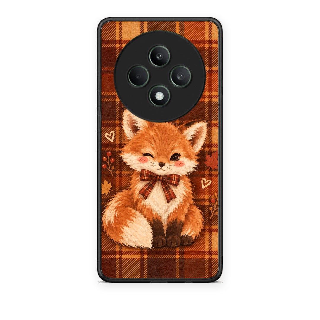 Θήκη Oppo Reno12 F 5G / FS 5G Fox on Autumn Tartan από τη Smartfits με σχέδιο στο πίσω μέρος και μαύρο περίβλημα | Oppo Reno12 F 5G / FS 5G Fox on Autumn Tartan case with colorful back and black bezels