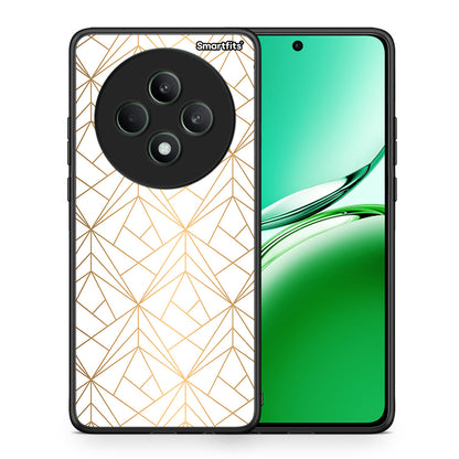 Θήκη Oppo Reno12 F 5G / FS 5G Luxury White Geometric από τη Smartfits με σχέδιο στο πίσω μέρος και μαύρο περίβλημα | Oppo Reno12 F 5G / FS 5G Luxury White Geometric case with colorful back and black bezels