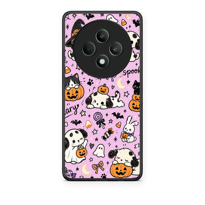 Θήκη Oppo Reno12 F 5G / FS 5G Halloween Puppies and Friends on Lilac από τη Smartfits με σχέδιο στο πίσω μέρος και μαύρο περίβλημα | Oppo Reno12 F 5G / FS 5G Halloween Puppies and Friends on Lilac case with colorful back and black bezels