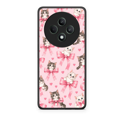 Θήκη Oppo Reno12 F 5G / FS 5G Kittens and Pink Bows on Pink από τη Smartfits με σχέδιο στο πίσω μέρος και μαύρο περίβλημα | Oppo Reno12 F 5G / FS 5G Kittens and Pink Bows on Pink case with colorful back and black bezels