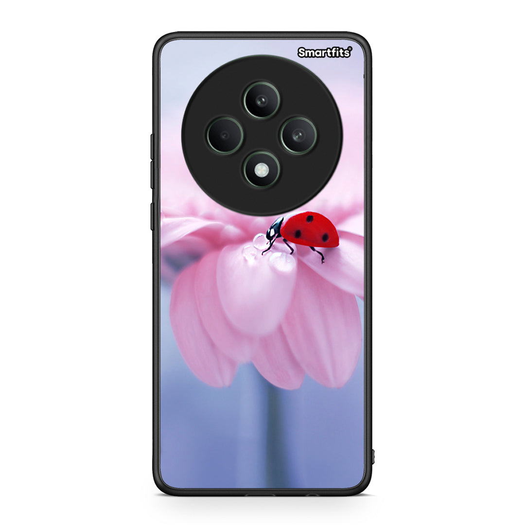 Oppo Reno12 F 5G / FS 5G Ladybug Flower θήκη από τη Smartfits με σχέδιο στο πίσω μέρος και μαύρο περίβλημα | Smartphone case with colorful back and black bezels by Smartfits