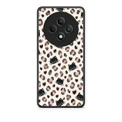 Θήκη Oppo Reno12 F 5G / FS 5G Leopard Spots and Black Cats on Cream από τη Smartfits με σχέδιο στο πίσω μέρος και μαύρο περίβλημα | Oppo Reno12 F 5G / FS 5G Leopard Spots and Black Cats on Cream case with colorful back and black bezels