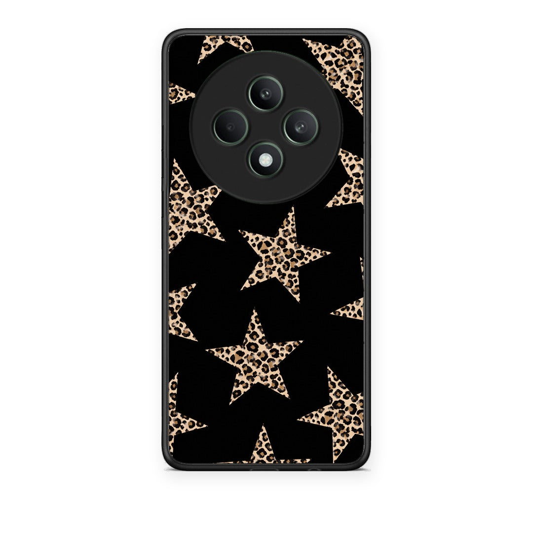Θήκη Oppo Reno12 F 5G / FS 5G Leopard Stars on Black από τη Smartfits με σχέδιο στο πίσω μέρος και μαύρο περίβλημα | Oppo Reno12 F 5G / FS 5G Leopard Stars on Black case with colorful back and black bezels