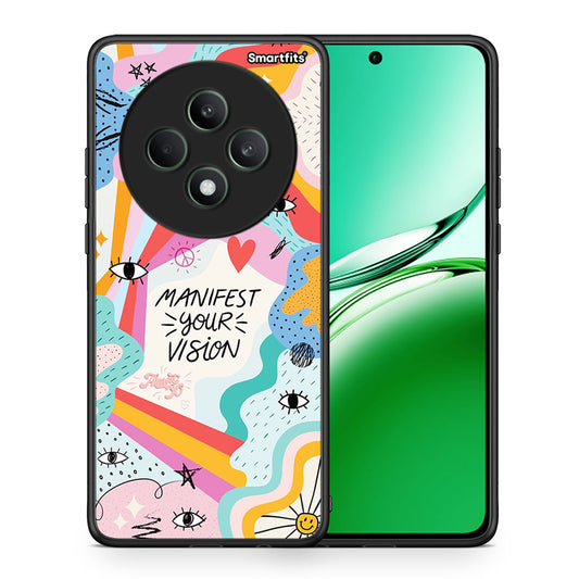 Θήκη Oppo Reno12 F 5G / FS 5G Manifest Your Vision από τη Smartfits με σχέδιο στο πίσω μέρος και μαύρο περίβλημα | Oppo Reno12 F 5G / FS 5G Manifest Your Vision case with colorful back and black bezels