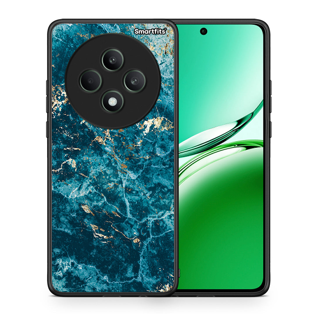 Θήκη Oppo Reno12 F 5G / FS 5G Marble Blue από τη Smartfits με σχέδιο στο πίσω μέρος και μαύρο περίβλημα | Oppo Reno12 F 5G / FS 5G Marble Blue case with colorful back and black bezels