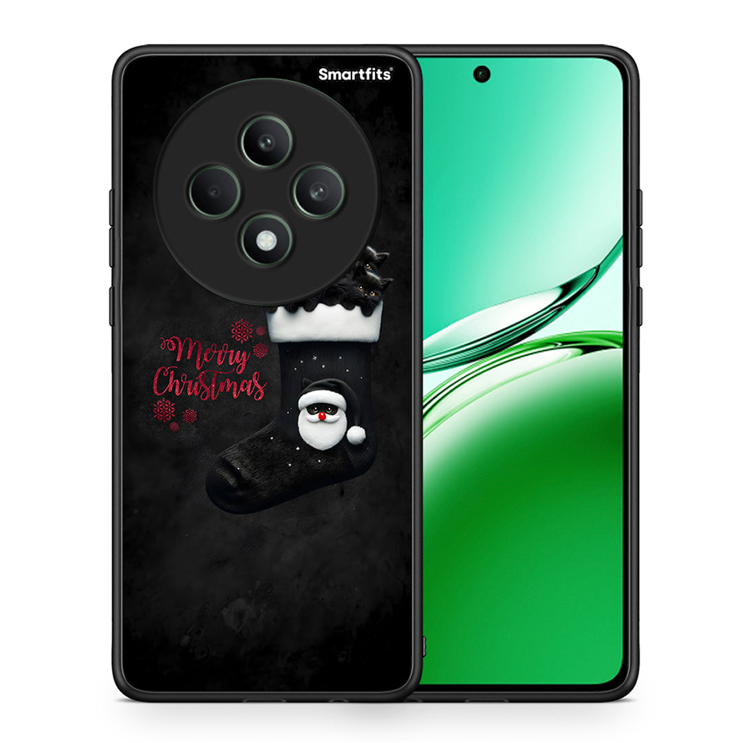 Θήκη Oppo Reno12 F 5G / FS 5G Merry Cat Christmas από τη Smartfits με σχέδιο στο πίσω μέρος και μαύρο περίβλημα | Oppo Reno12 F 5G / FS 5G Merry Cat Christmas case with colorful back and black bezels