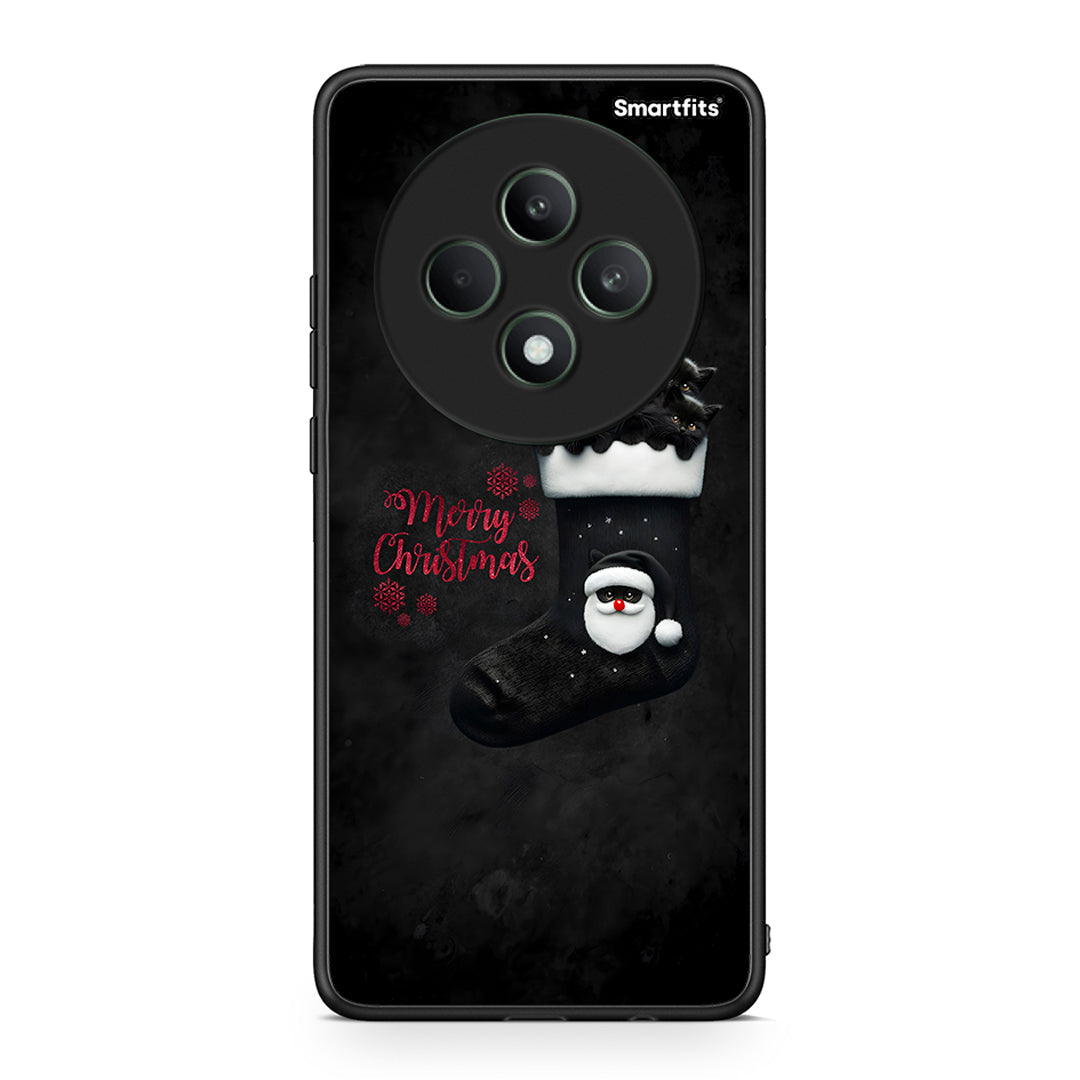 Oppo Reno12 F 5G / FS 5G Merry Cat Christmas θήκη από τη Smartfits με σχέδιο στο πίσω μέρος και μαύρο περίβλημα | Smartphone case with colorful back and black bezels by Smartfits