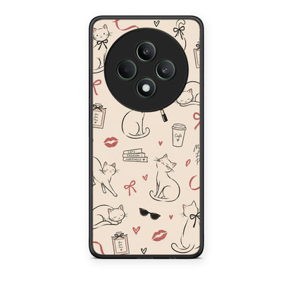 Θήκη Oppo Reno12 F 5G / FS 5G Minimal Cat and Fashion Doodles on Cream από τη Smartfits με σχέδιο στο πίσω μέρος και μαύρο περίβλημα | Oppo Reno12 F 5G / FS 5G Minimal Cat and Fashion Doodles on Cream case with colorful back and black bezels
