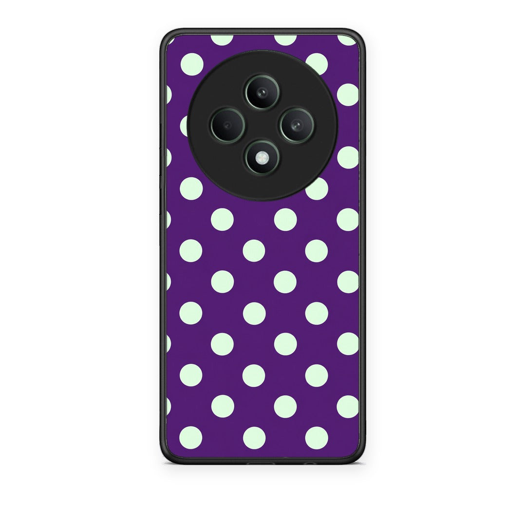 Θήκη Oppo Reno12 F 5G / FS 5G Mint Polka Dots on Purple από τη Smartfits με σχέδιο στο πίσω μέρος και μαύρο περίβλημα | Oppo Reno12 F 5G / FS 5G Mint Polka Dots on Purple case with colorful back and black bezels