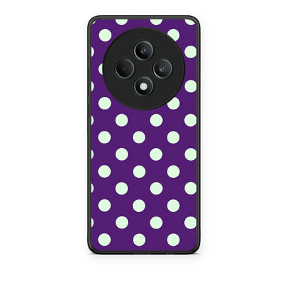 Θήκη Oppo Reno12 F 5G / FS 5G Mint Polka Dots on Purple από τη Smartfits με σχέδιο στο πίσω μέρος και μαύρο περίβλημα | Oppo Reno12 F 5G / FS 5G Mint Polka Dots on Purple case with colorful back and black bezels