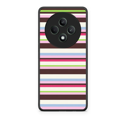Θήκη Oppo Reno12 F 5G / FS 5G Multicolour Horizontal Stripes από τη Smartfits με σχέδιο στο πίσω μέρος και μαύρο περίβλημα | Oppo Reno12 F 5G / FS 5G Multicolour Horizontal Stripes case with colorful back and black bezels