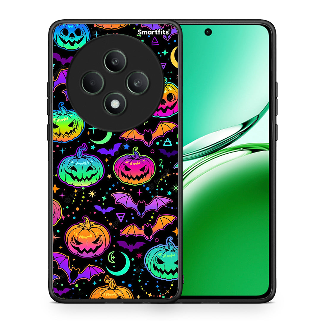 Θήκη Oppo Reno12 F 5G / FS 5G Neon Halloween από τη Smartfits με σχέδιο στο πίσω μέρος και μαύρο περίβλημα | Oppo Reno12 F 5G / FS 5G Neon Halloween case with colorful back and black bezels