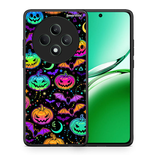 Θήκη Oppo Reno12 F 5G / FS 5G Neon Halloween από τη Smartfits με σχέδιο στο πίσω μέρος και μαύρο περίβλημα | Oppo Reno12 F 5G / FS 5G Neon Halloween case with colorful back and black bezels