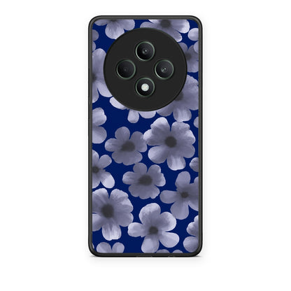 Θήκη Oppo Reno12 F 5G / FS 5G Pale Blue Flowers on Navy από τη Smartfits με σχέδιο στο πίσω μέρος και μαύρο περίβλημα | Oppo Reno12 F 5G / FS 5G Pale Blue Flowers on Navy case with colorful back and black bezels