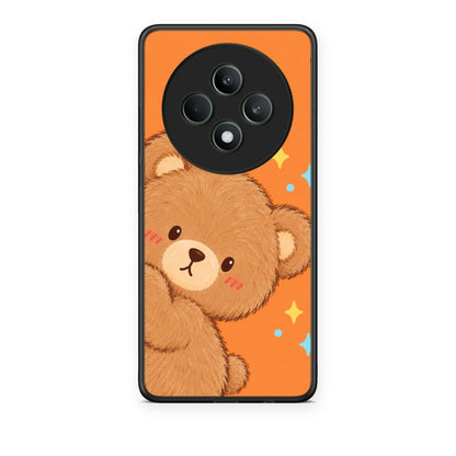 Θήκη Oppo Reno12 F 5G / FS 5G Peekaboo Teddy on Orange από τη Smartfits με σχέδιο στο πίσω μέρος και μαύρο περίβλημα | Oppo Reno12 F 5G / FS 5G Peekaboo Teddy on Orange case with colorful back and black bezels