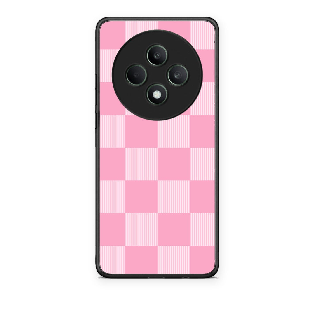 Θήκη Oppo Reno12 F 5G / FS 5G Pink and White Striped Checks από τη Smartfits με σχέδιο στο πίσω μέρος και μαύρο περίβλημα | Oppo Reno12 F 5G / FS 5G Pink and White Striped Checks case with colorful back and black bezels