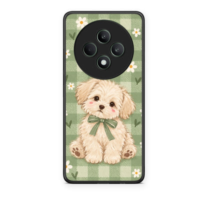Θήκη Oppo Reno12 F 5G / FS 5G Puppy and Daisies on Sage Gingham από τη Smartfits με σχέδιο στο πίσω μέρος και μαύρο περίβλημα | Oppo Reno12 F 5G / FS 5G Puppy and Daisies on Sage Gingham case with colorful back and black bezels