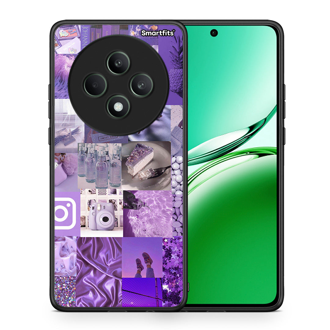 Θήκη Oppo Reno12 F 5G / FS 5G Purple Aesthetic Collage από τη Smartfits με σχέδιο στο πίσω μέρος και μαύρο περίβλημα | Oppo Reno12 F 5G / FS 5G Purple Aesthetic Collage case with colorful back and black bezels