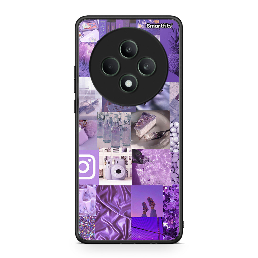 Oppo Reno12 F 5G / FS 5G Purple Aesthetic Collage θήκη από τη Smartfits με σχέδιο στο πίσω μέρος και μαύρο περίβλημα | Smartphone case with colorful back and black bezels by Smartfits