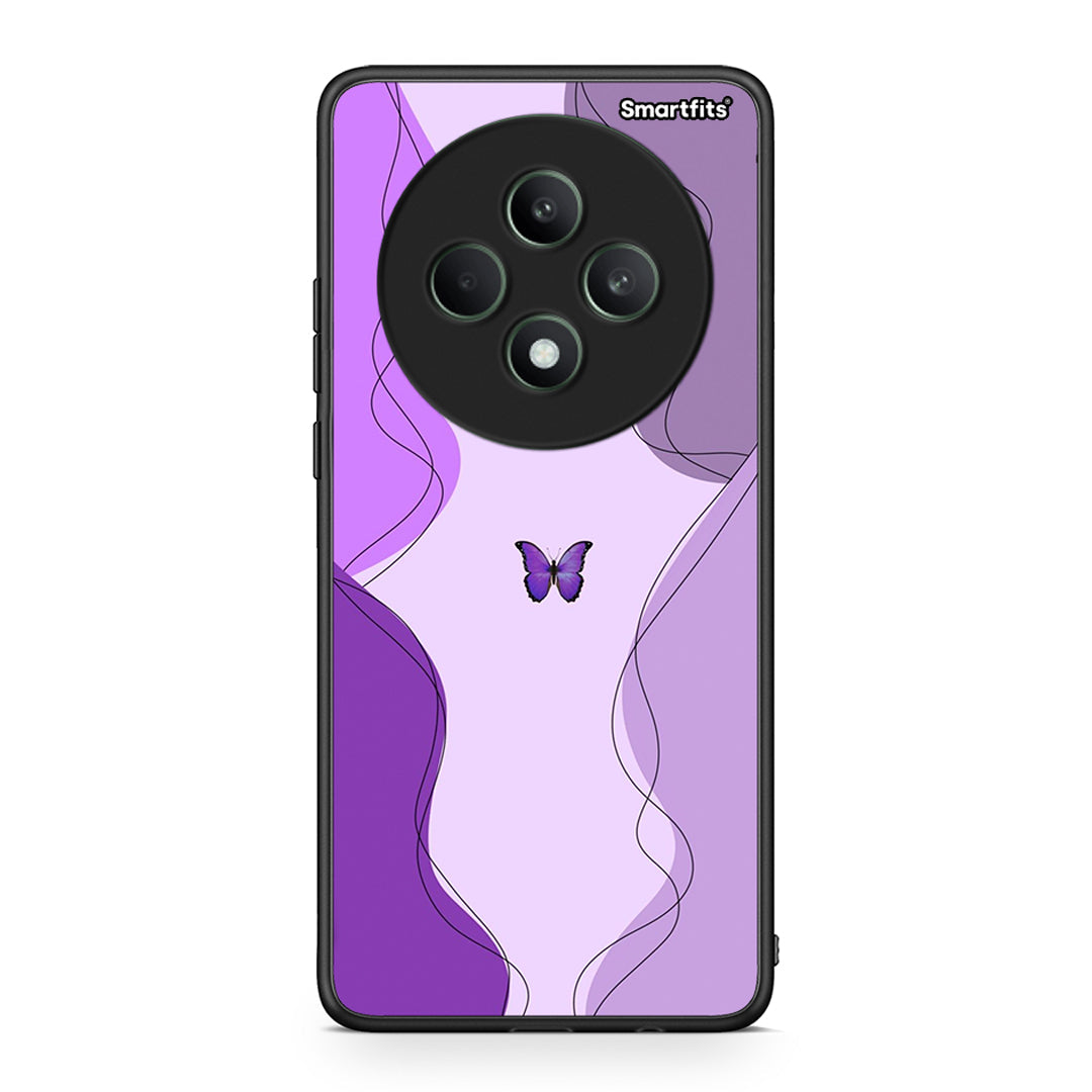 Oppo Reno12 F 5G / FS 5G Purple Mariposa Θήκη Αγίου Βαλεντίνου από τη Smartfits με σχέδιο στο πίσω μέρος και μαύρο περίβλημα | Smartphone case with colorful back and black bezels by Smartfits