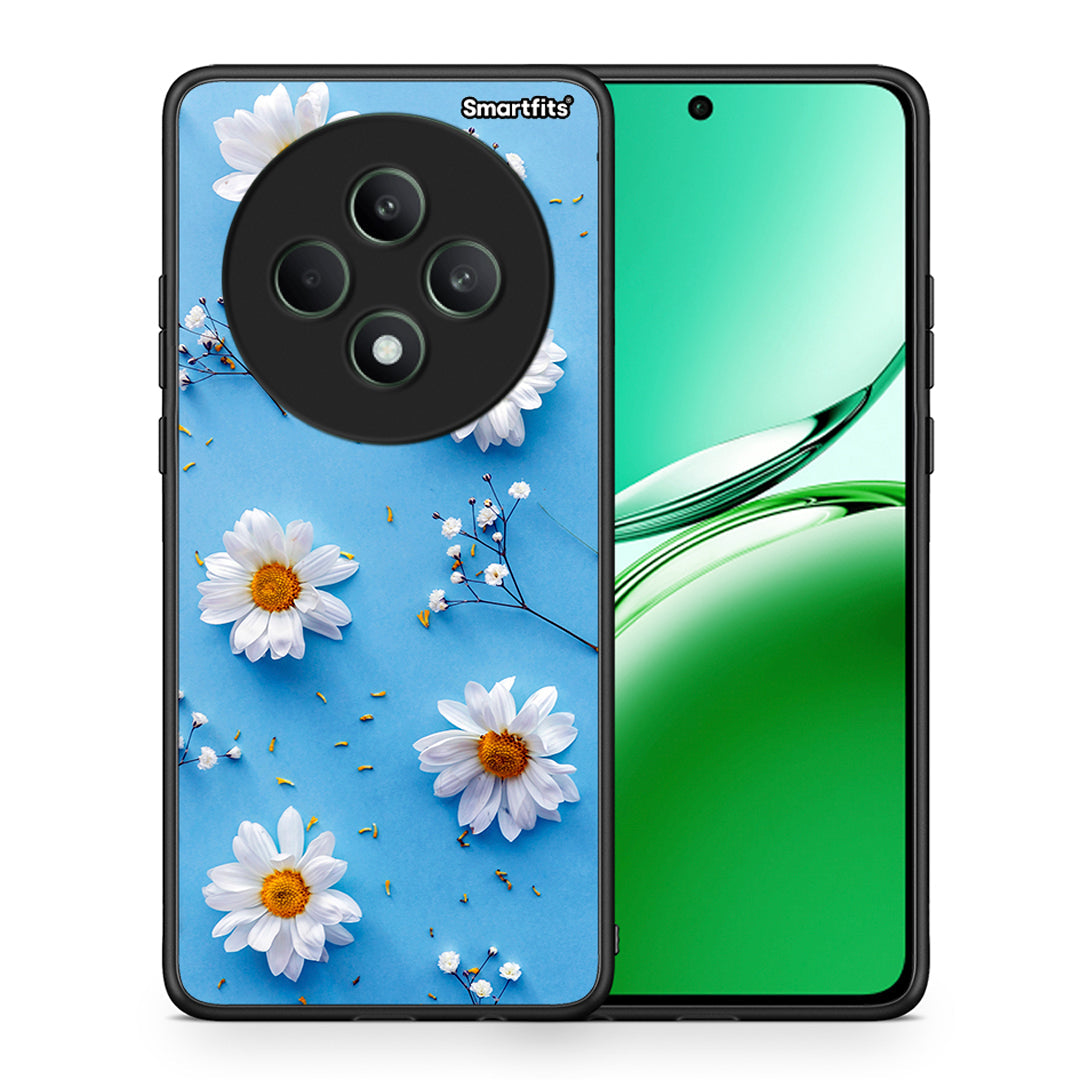 Θήκη Oppo Reno12 F 5G / FS 5G Real Daisies από τη Smartfits με σχέδιο στο πίσω μέρος και μαύρο περίβλημα | Oppo Reno12 F 5G / FS 5G Real Daisies case with colorful back and black bezels