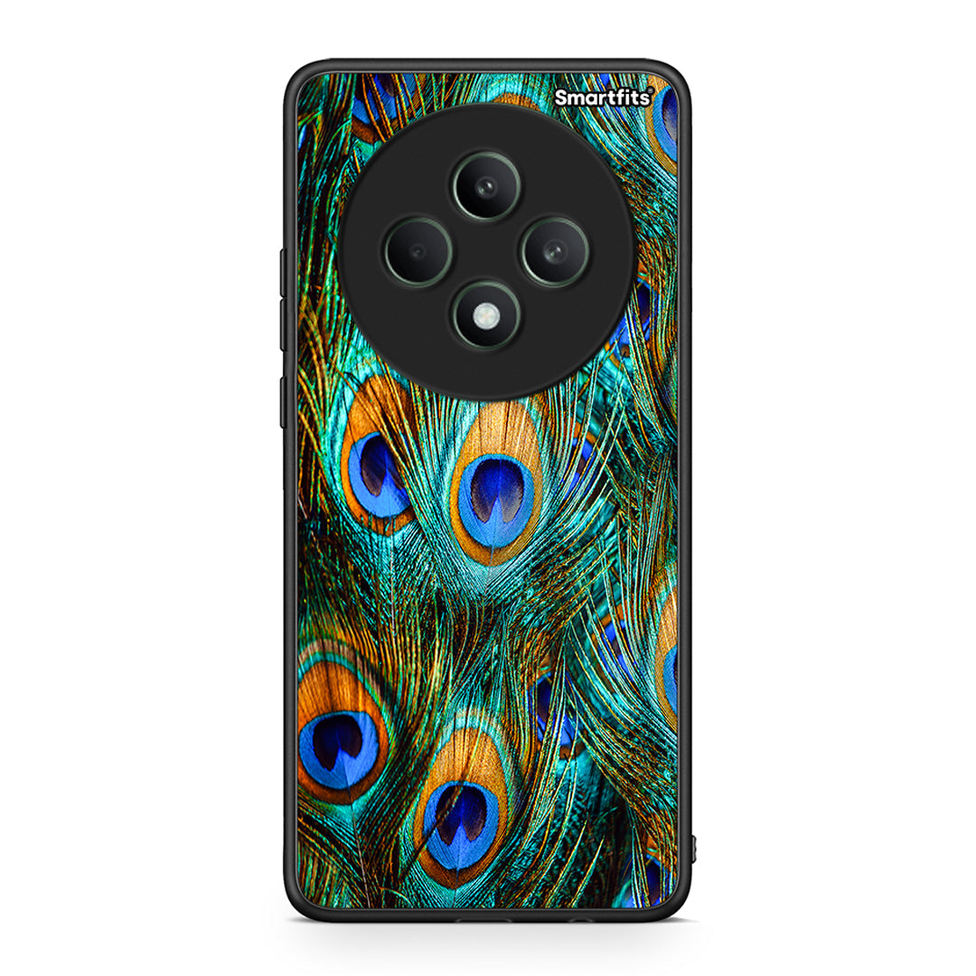 Oppo Reno12 F 5G / FS 5G Real Peacock Feathers θήκη από τη Smartfits με σχέδιο στο πίσω μέρος και μαύρο περίβλημα | Smartphone case with colorful back and black bezels by Smartfits