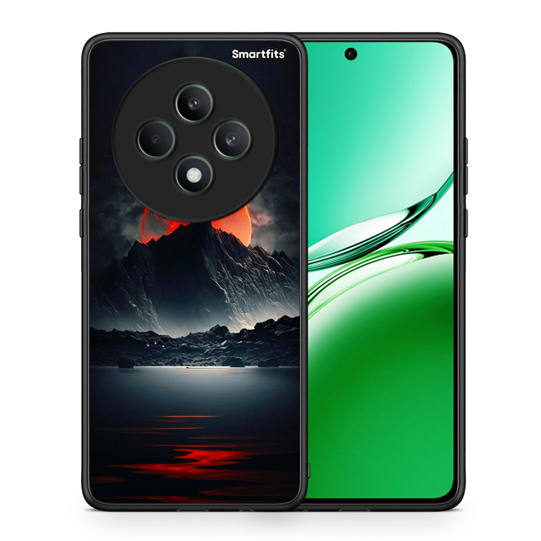 Θήκη Oppo Reno12 F 5G / FS 5G Red Full Moon από τη Smartfits με σχέδιο στο πίσω μέρος και μαύρο περίβλημα | Oppo Reno12 F 5G / FS 5G Red Full Moon case with colorful back and black bezels