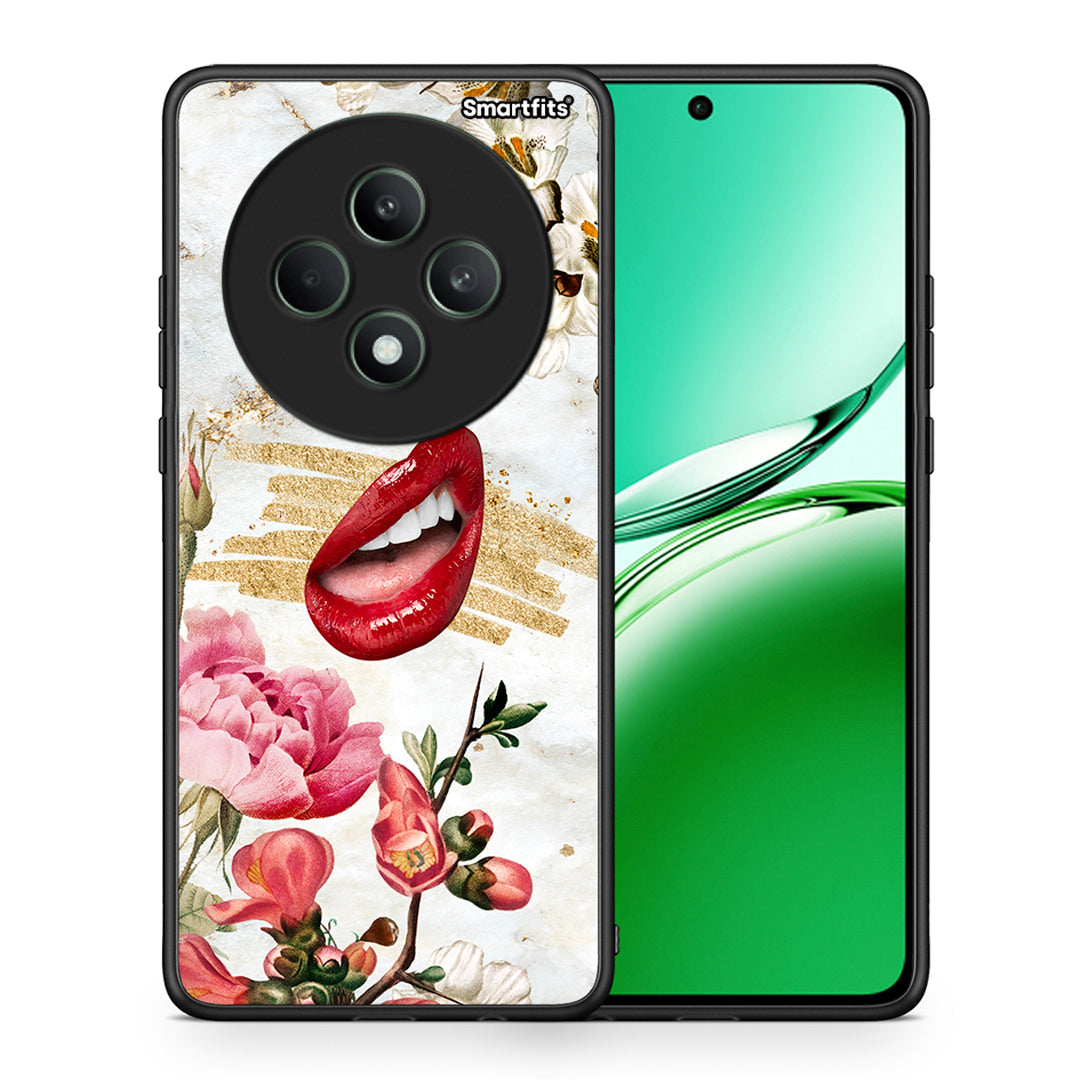 Θήκη Oppo Reno12 F 5G / FS 5G Red Lips από τη Smartfits με σχέδιο στο πίσω μέρος και μαύρο περίβλημα | Oppo Reno12 F 5G / FS 5G Red Lips case with colorful back and black bezels