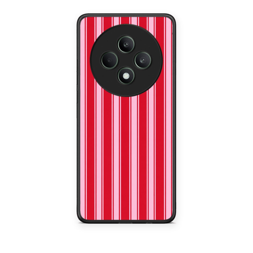 Θήκη Oppo Reno12 F 5G / FS 5G Red and Pink Vertical Pinstripes από τη Smartfits με σχέδιο στο πίσω μέρος και μαύρο περίβλημα | Oppo Reno12 F 5G / FS 5G Red and Pink Vertical Pinstripes case with colorful back and black bezels