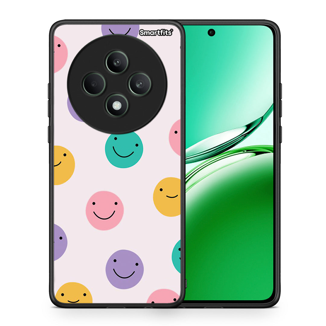 Θήκη Oppo Reno12 F 5G / FS 5G Smiley Faces από τη Smartfits με σχέδιο στο πίσω μέρος και μαύρο περίβλημα | Oppo Reno12 F 5G / FS 5G Smiley Faces case with colorful back and black bezels