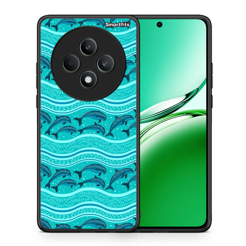 Θήκη Oppo Reno12 F 5G / FS 5G Swimming Dolphins από τη Smartfits με σχέδιο στο πίσω μέρος και μαύρο περίβλημα | Oppo Reno12 F 5G / FS 5G Swimming Dolphins case with colorful back and black bezels