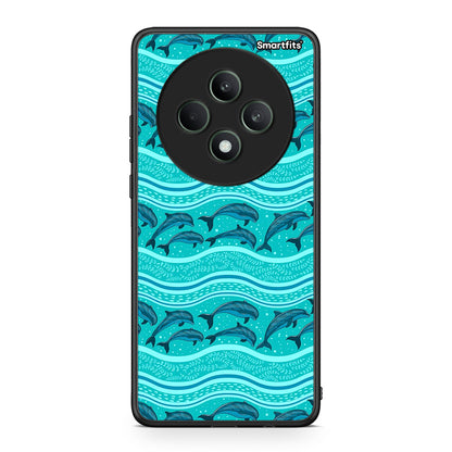 Oppo Reno12 F 5G / FS 5G Swimming Dolphins θήκη από τη Smartfits με σχέδιο στο πίσω μέρος και μαύρο περίβλημα | Smartphone case with colorful back and black bezels by Smartfits