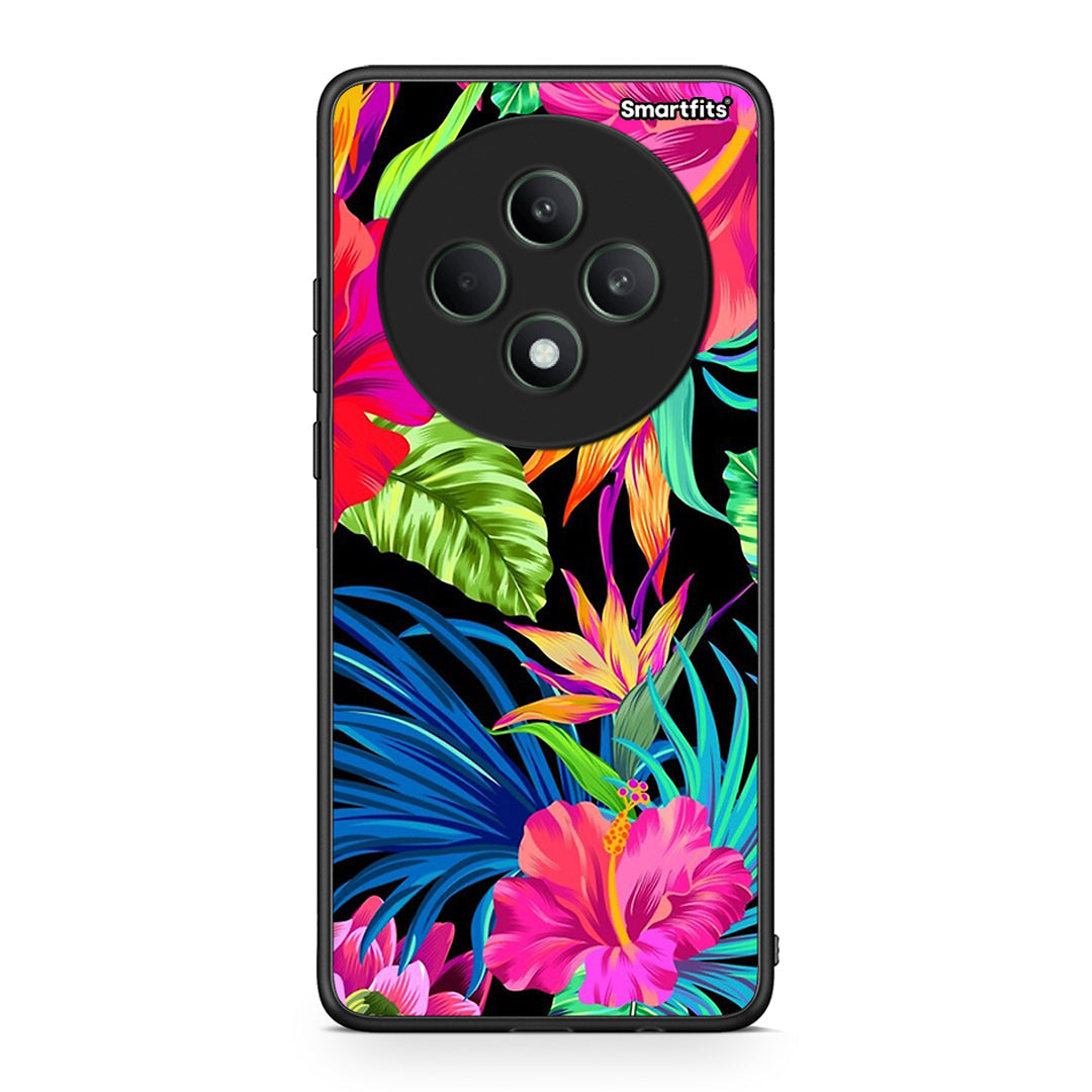 Oppo Reno12 F 5G / FS 5G Tropical Flowers θήκη από τη Smartfits με σχέδιο στο πίσω μέρος και μαύρο περίβλημα | Smartphone case with colorful back and black bezels by Smartfits