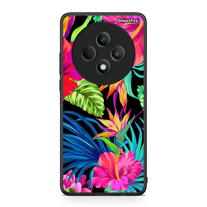 Oppo Reno12 F 5G / FS 5G Tropical Flowers θήκη από τη Smartfits με σχέδιο στο πίσω μέρος και μαύρο περίβλημα | Smartphone case with colorful back and black bezels by Smartfits