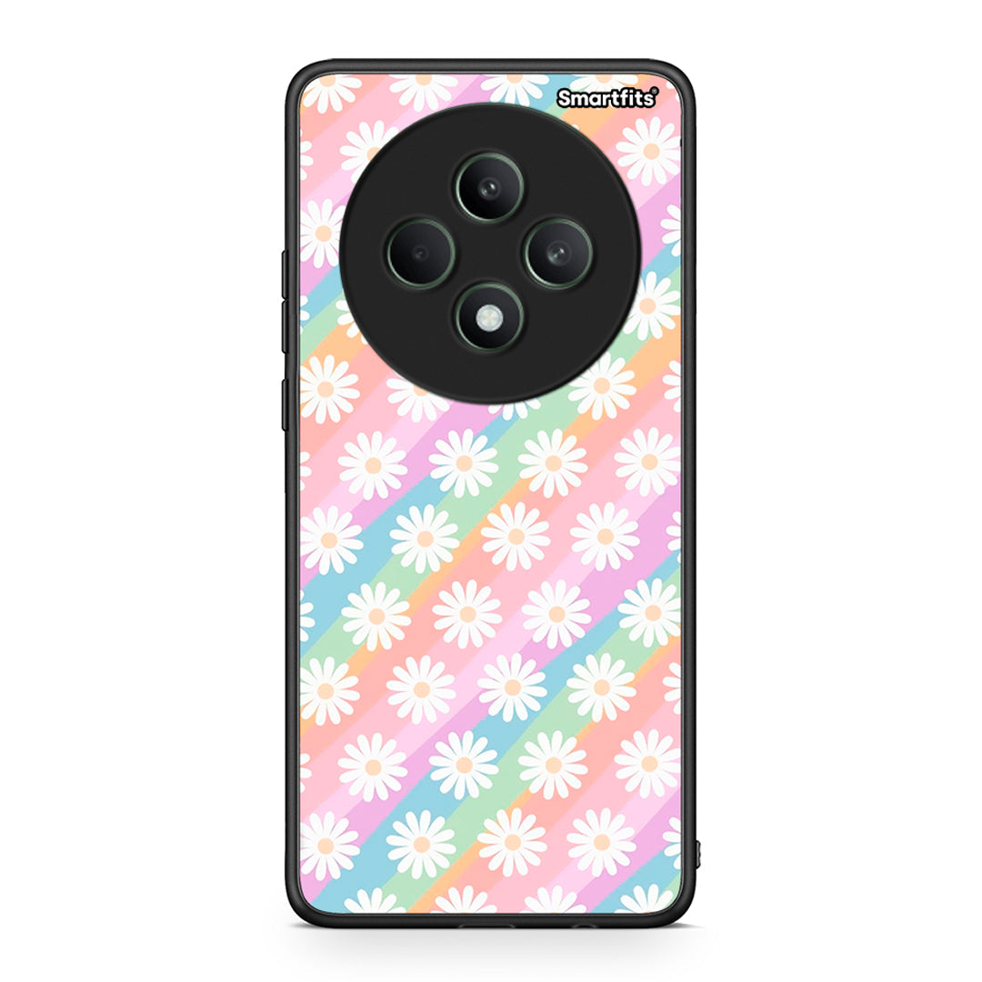 Oppo Reno12 F 5G / FS 5G White Daisies θήκη από τη Smartfits με σχέδιο στο πίσω μέρος και μαύρο περίβλημα | Smartphone case with colorful back and black bezels by Smartfits