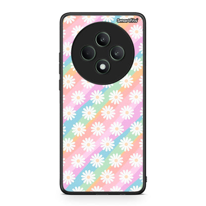Oppo Reno12 F 5G / FS 5G White Daisies θήκη από τη Smartfits με σχέδιο στο πίσω μέρος και μαύρο περίβλημα | Smartphone case with colorful back and black bezels by Smartfits