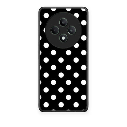 Θήκη Oppo Reno12 F 5G / FS 5G White Polka Dots on Black από τη Smartfits με σχέδιο στο πίσω μέρος και μαύρο περίβλημα | Oppo Reno12 F 5G / FS 5G White Polka Dots on Black case with colorful back and black bezels