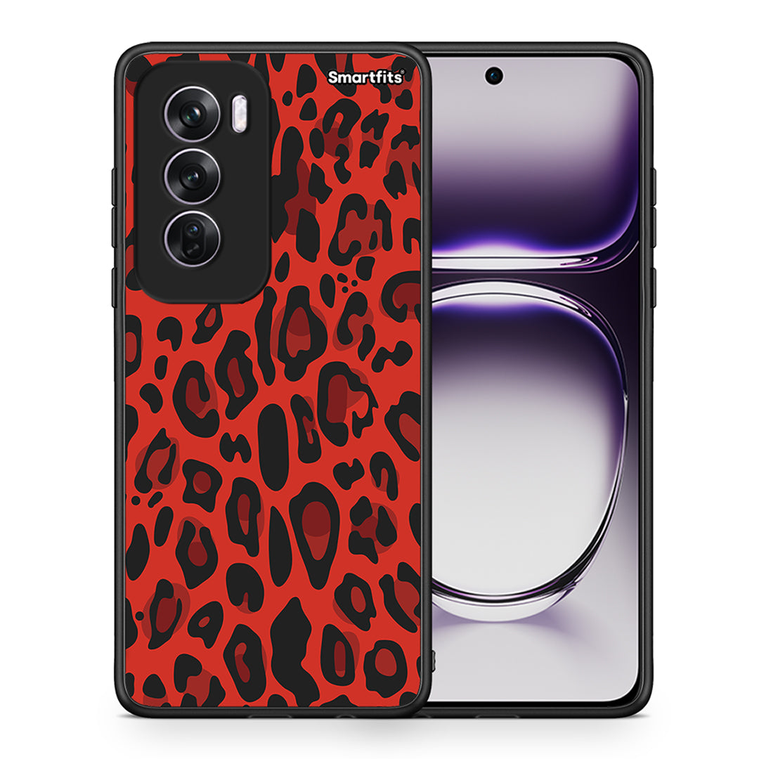 Θήκη Oppo Reno12 Pro Red Leopard Animal από τη Smartfits με σχέδιο στο πίσω μέρος και μαύρο περίβλημα | Oppo Reno12 Pro Red Leopard Animal case with colorful back and black bezels