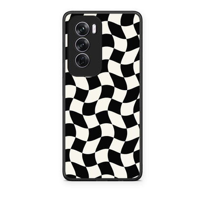 Θήκη Oppo Reno12 Pro Black and Cream Wavy Checkerboard από τη Smartfits με σχέδιο στο πίσω μέρος και μαύρο περίβλημα | Oppo Reno12 Pro Black and Cream Wavy Checkerboard case with colorful back and black bezels