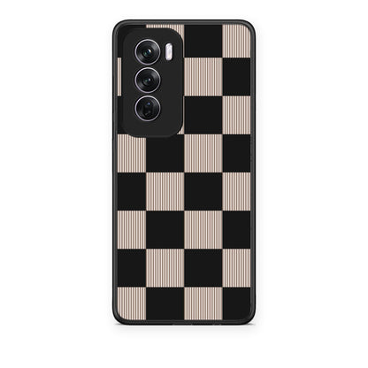 Θήκη Oppo Reno12 Pro Black and Taupe Striped Checks από τη Smartfits με σχέδιο στο πίσω μέρος και μαύρο περίβλημα | Oppo Reno12 Pro Black and Taupe Striped Checks case with colorful back and black bezels