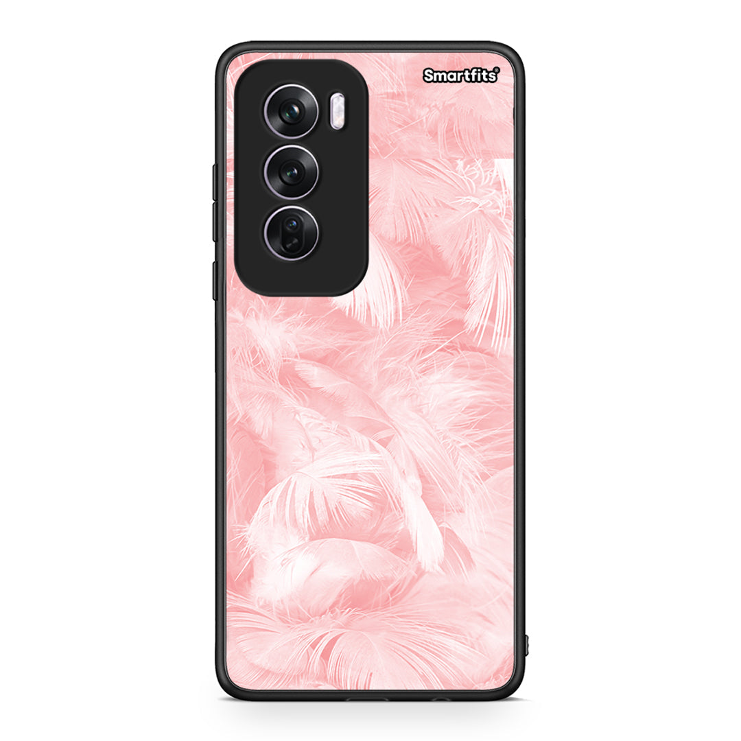 33 - Oppo Reno12 Pro Pink Feather Boho case, cover, bumper