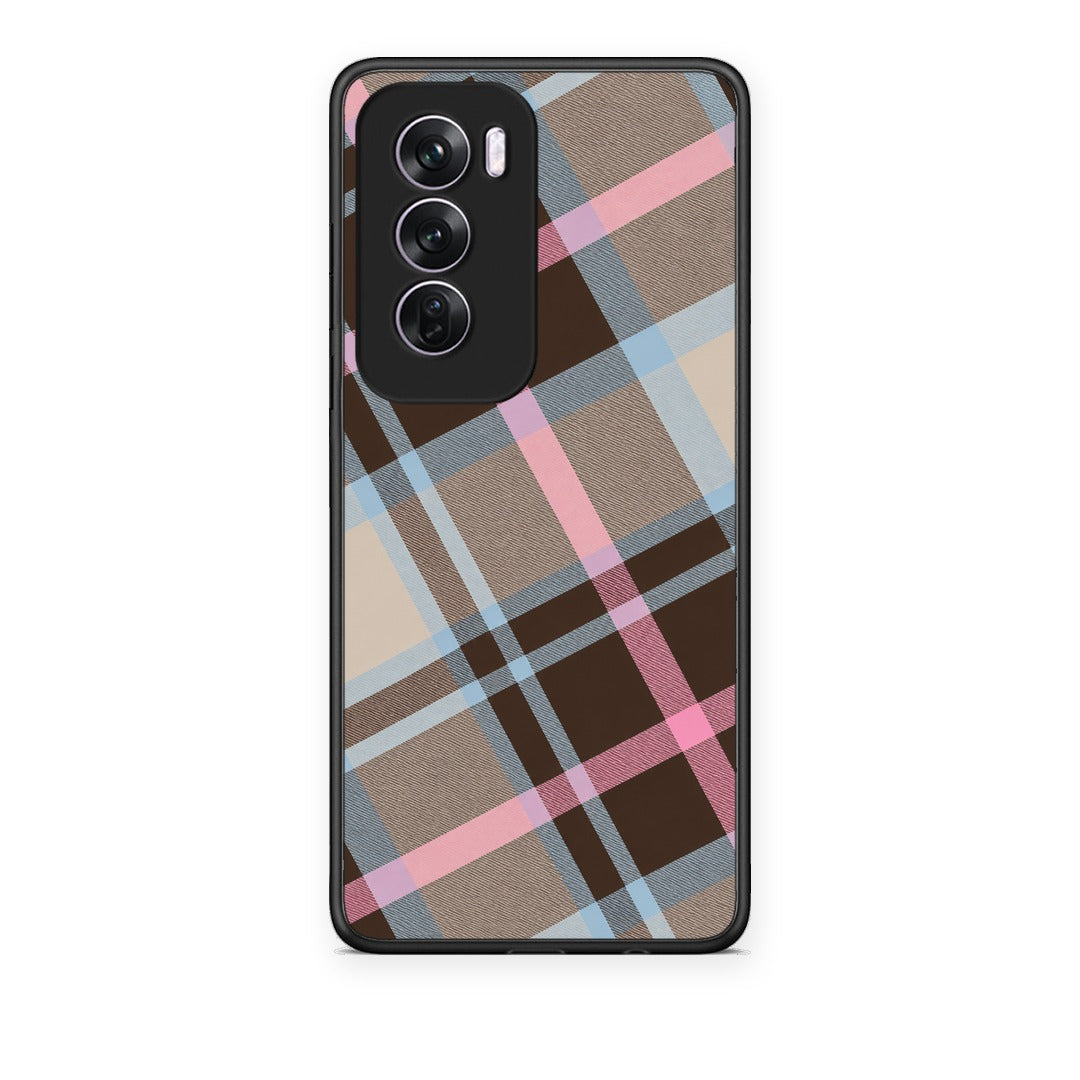 Θήκη Oppo Reno12 Pro Brown Pink and Blue Diagonal Plaid από τη Smartfits με σχέδιο στο πίσω μέρος και μαύρο περίβλημα | Oppo Reno12 Pro Brown Pink and Blue Diagonal Plaid case with colorful back and black bezels