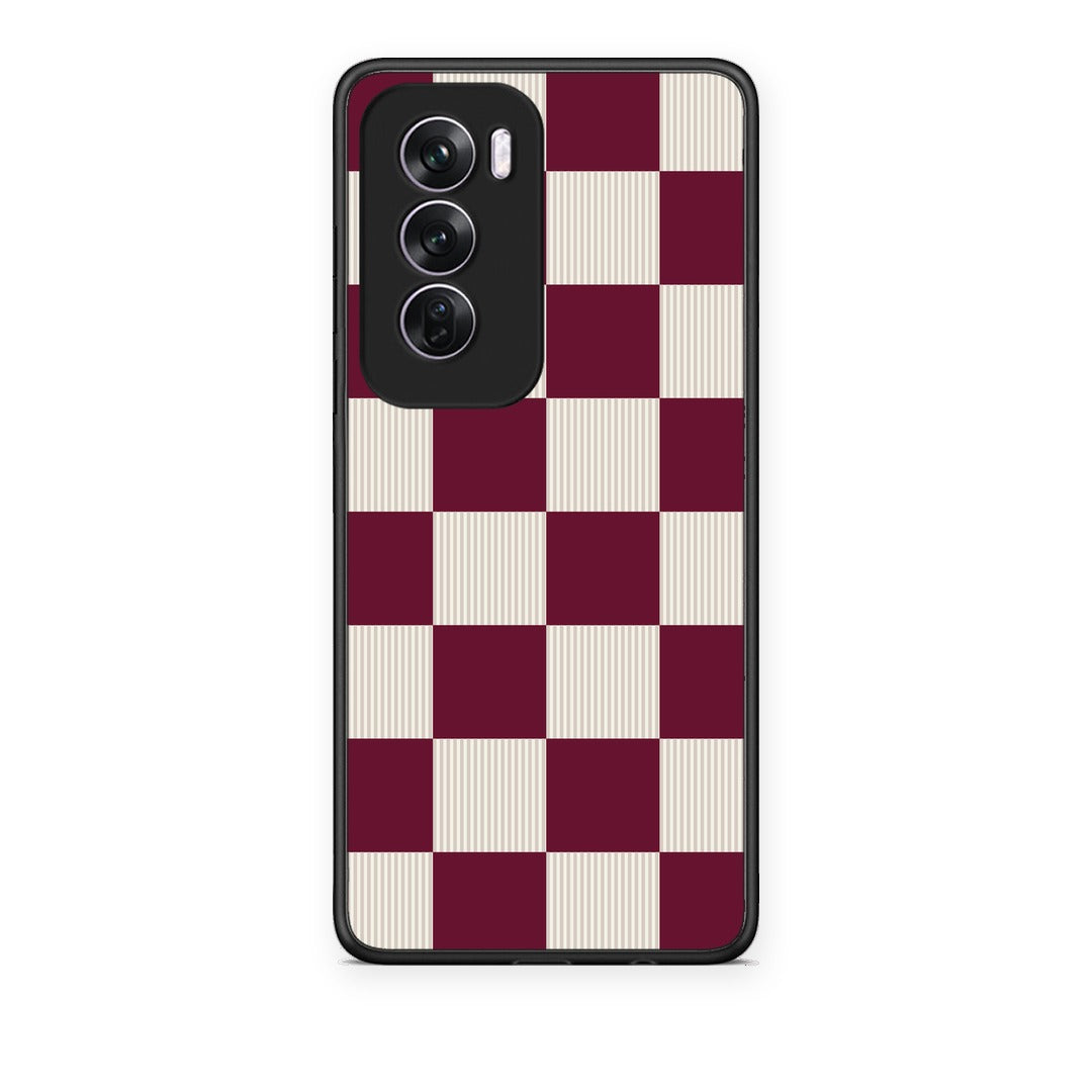 Θήκη Oppo Reno12 Pro Burgundy and Cream Striped Checks από τη Smartfits με σχέδιο στο πίσω μέρος και μαύρο περίβλημα | Oppo Reno12 Pro Burgundy and Cream Striped Checks case with colorful back and black bezels