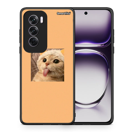 Θήκη Oppo Reno12 Pro Cat Tongue από τη Smartfits με σχέδιο στο πίσω μέρος και μαύρο περίβλημα | Oppo Reno12 Pro Cat Tongue case with colorful back and black bezels