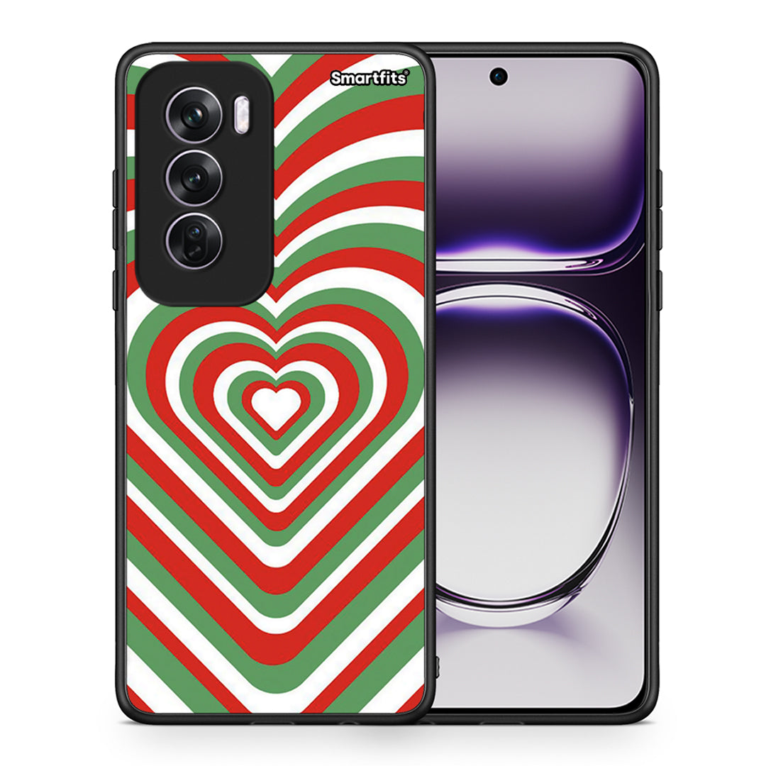 Θήκη Oppo Reno12 Pro Christmas Hearts από τη Smartfits με σχέδιο στο πίσω μέρος και μαύρο περίβλημα | Oppo Reno12 Pro Christmas Hearts case with colorful back and black bezels