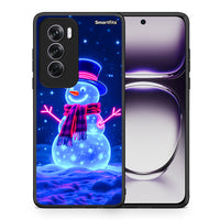 Thumbnail for Θήκη Oppo Reno12 Pro Christmas Neon Snowman από τη Smartfits με σχέδιο στο πίσω μέρος και μαύρο περίβλημα | Oppo Reno12 Pro Christmas Neon Snowman case with colorful back and black bezels