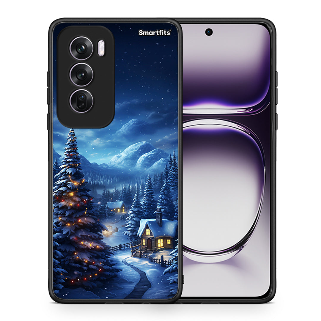 Θήκη Oppo Reno12 Pro Christmas Scenery από τη Smartfits με σχέδιο στο πίσω μέρος και μαύρο περίβλημα | Oppo Reno12 Pro Christmas Scenery case with colorful back and black bezels