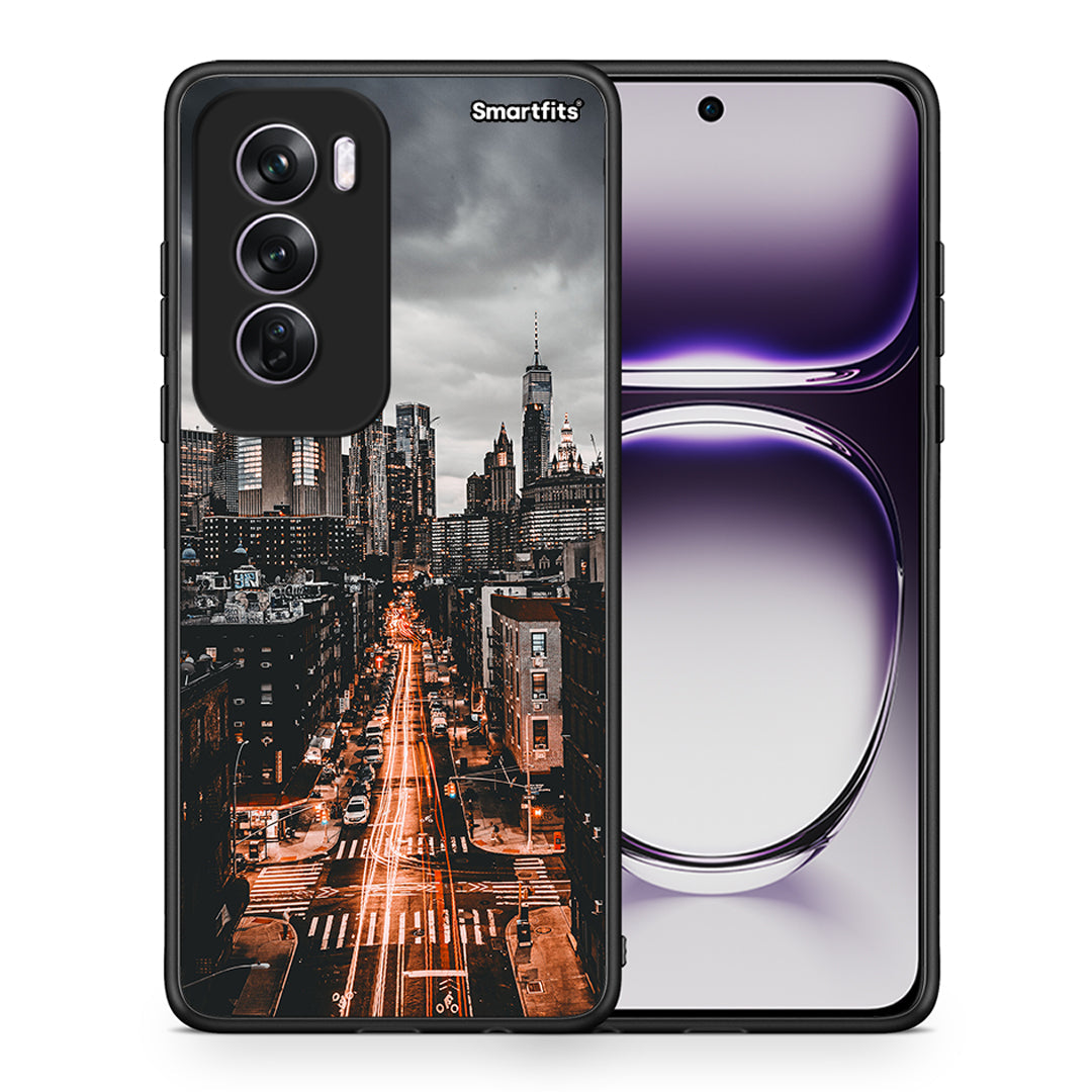 Θήκη Oppo Reno12 Pro City Lights από τη Smartfits με σχέδιο στο πίσω μέρος και μαύρο περίβλημα | Oppo Reno12 Pro City Lights case with colorful back and black bezels